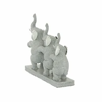 11" Silver Glam Elephants Sculpture
