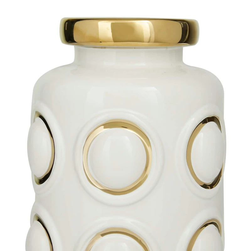 White Stoneware Contemporary Vase, 12" x 6" x 6"