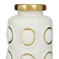 White Stoneware Contemporary Vase, 12" x 6" x 6"