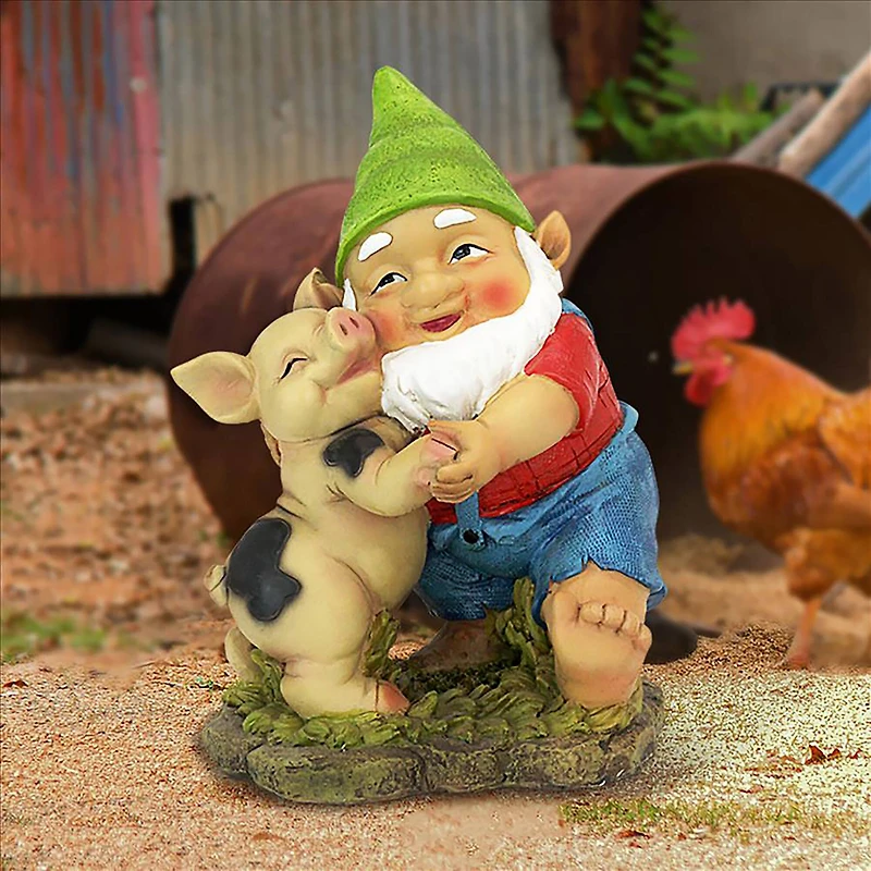 Design Toscano 8.5" Happy as a Pig in Slop Garden Gnome Statue