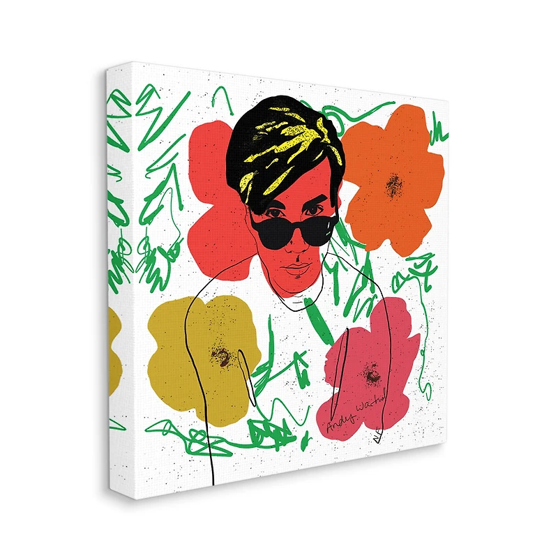 Stupell Industries Andy In Glasses Flowers Canvas Wall Art