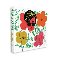 Stupell Industries Andy In Glasses Flowers Canvas Wall Art