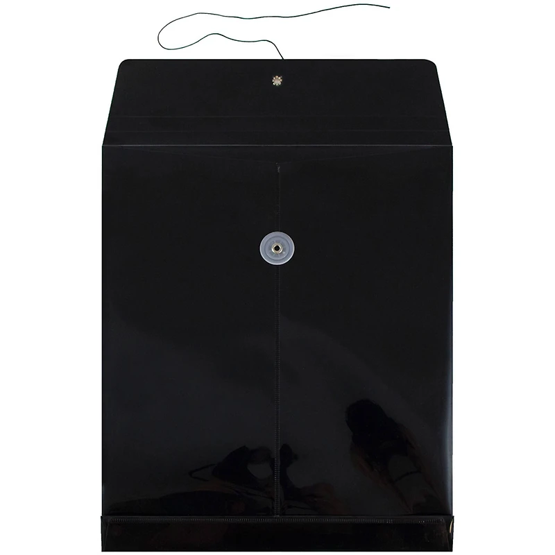 JAM Paper Letter Size Plastic Envelopes with Button & String Tie Closure