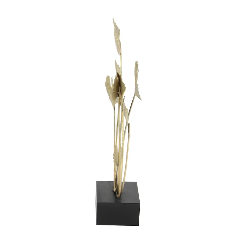 22" Gold Metal Modern Nature Sculpture