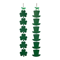 Glitzhome® 30" Set of 2 St. Patrick's Wooden Shamrock / Leprechaun Hats Door Hanger