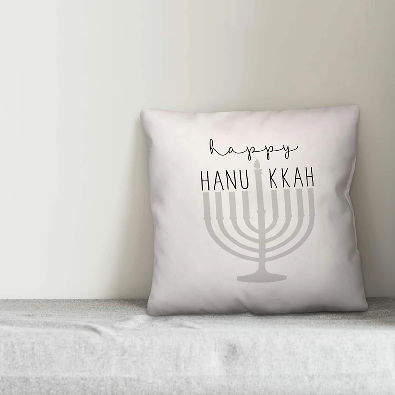 Happy Hanukkah Menorah 18x18 Spun Poly Pillow
