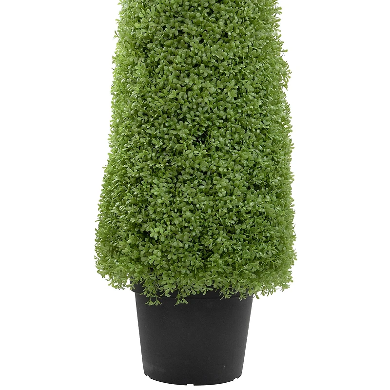 5ft. Unlit Artificial Boxwood Cone Topiary Tree with Round Pot