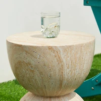 Glitzhome® 17.75" Multi-Functional Hourglass Faux Travertine Garden Stool