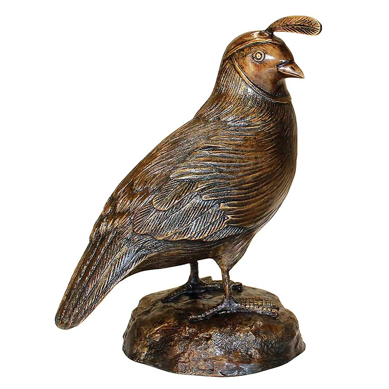 Design Toscano 10" Female California Quail Solid Cast Bronze Garden Statue