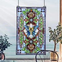 Design Toscano 25.5" Butterfly Utopia Tiffany-Style Stained Glass Window Hanging Décor