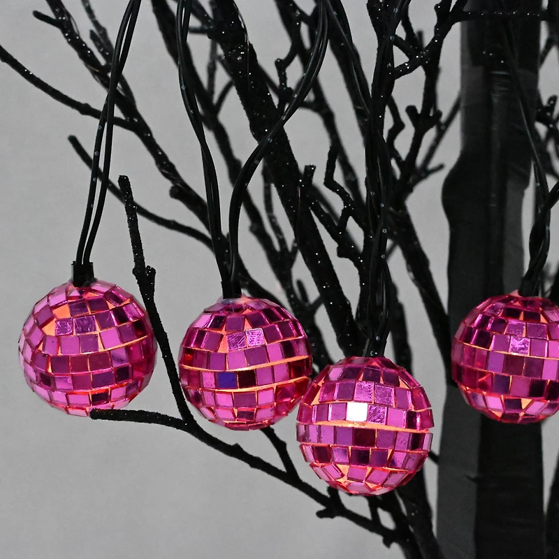 10ct. Warm White LED Pink Disco Ball Icon String Lights by Ashland®