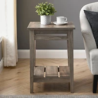 Walker Edison 18" Gray Wash Farmhouse Trim Side Table