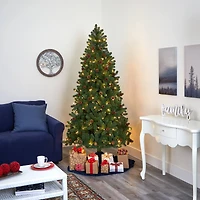 7.5ft. Pre-Lit Rocky Mountain Spruce Artificial Christmas Tree with Pinecones, Clear LED Lights