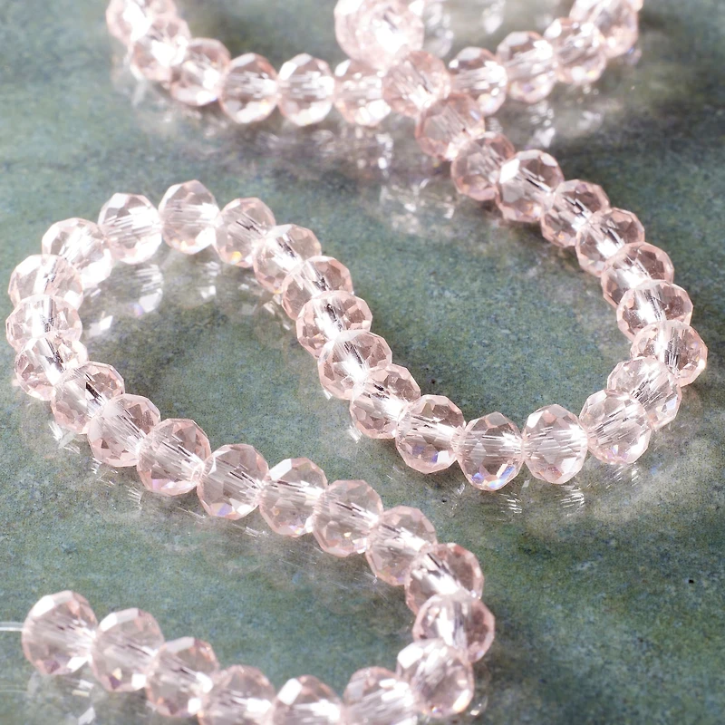 Pink Glass Faceted Rondel Beads, 6mm by Bead Landing™