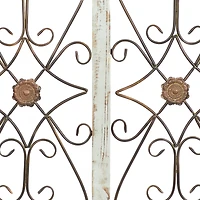 46" White & Brown Rustic Metal & Wood Arched Gate Wall Décor