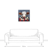 Patriotic Florals Cow I Canvas Wall Art
