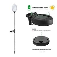 Glitzhome® 36" Solar Powered Oval Flower Stake Light with Stainless Steel Poles, 3ct.