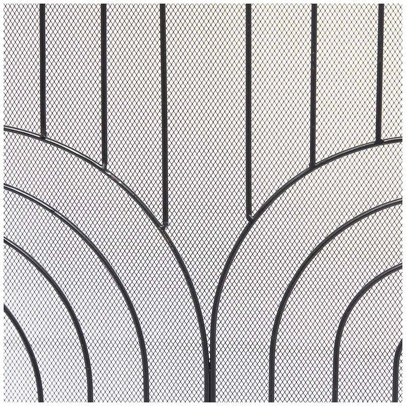 The Novogratz Black Metal Art Deco 3-Panel Fireplace Screen
