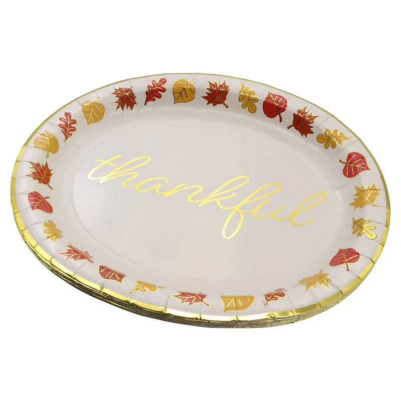 12" Oval Thankful Leaves Paper Plates, 12ct. by Celebrate It™