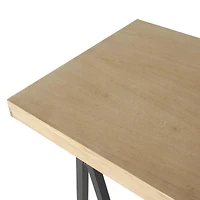 63" Brown Living Room Console Table with Black Metal Supports