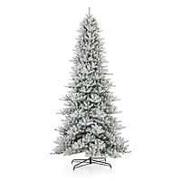 11ft. Pre-Lit Flocked Fir Artificial Christmas Tree, Warm White Lights