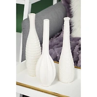 CosmoLiving by Cosmopolitan White Stoneware Modern Vase Set
