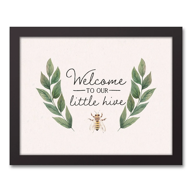 Welcome To Our Little Hive 11" x 14" Black Floating Framed Canvas