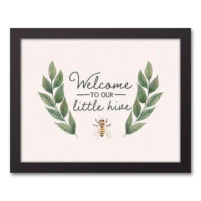 Welcome To Our Little Hive 11" x 14" Black Floating Framed Canvas