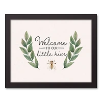 Welcome To Our Little Hive 11" x 14" Black Floating Framed Canvas
