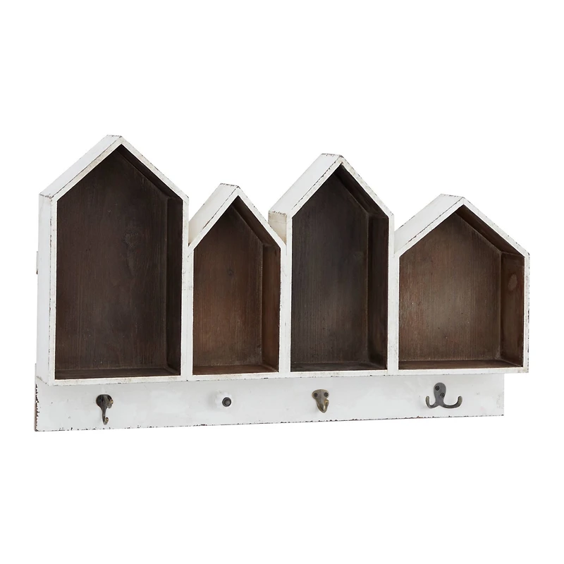 White MDF Modern Farmhouse Wall Shelf, 19" x 33" x 5"