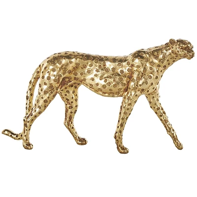 17" Long Gold Walking Cheetah Sculpture 