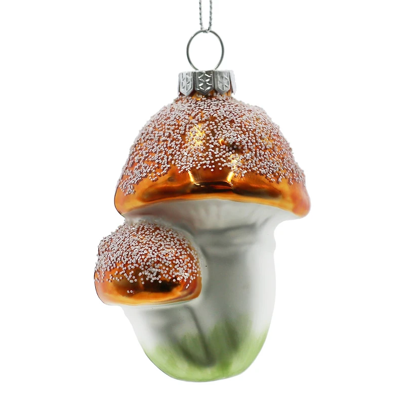 3.5" Gold & White Mushroom Glass Ornament by Ashland®