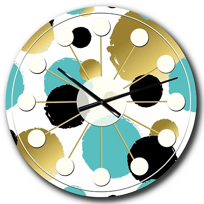 Designart 'Gold And Blue Circles Mid-Century Modern Wall Clock