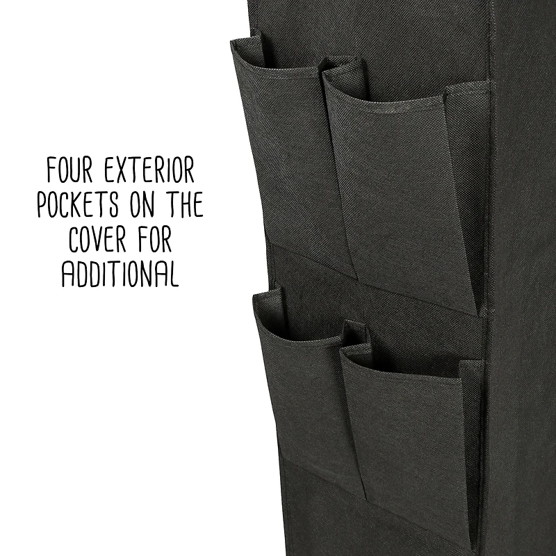 Honey Can Do Black Rolling Shoe Rack & Shoe Rack Cover