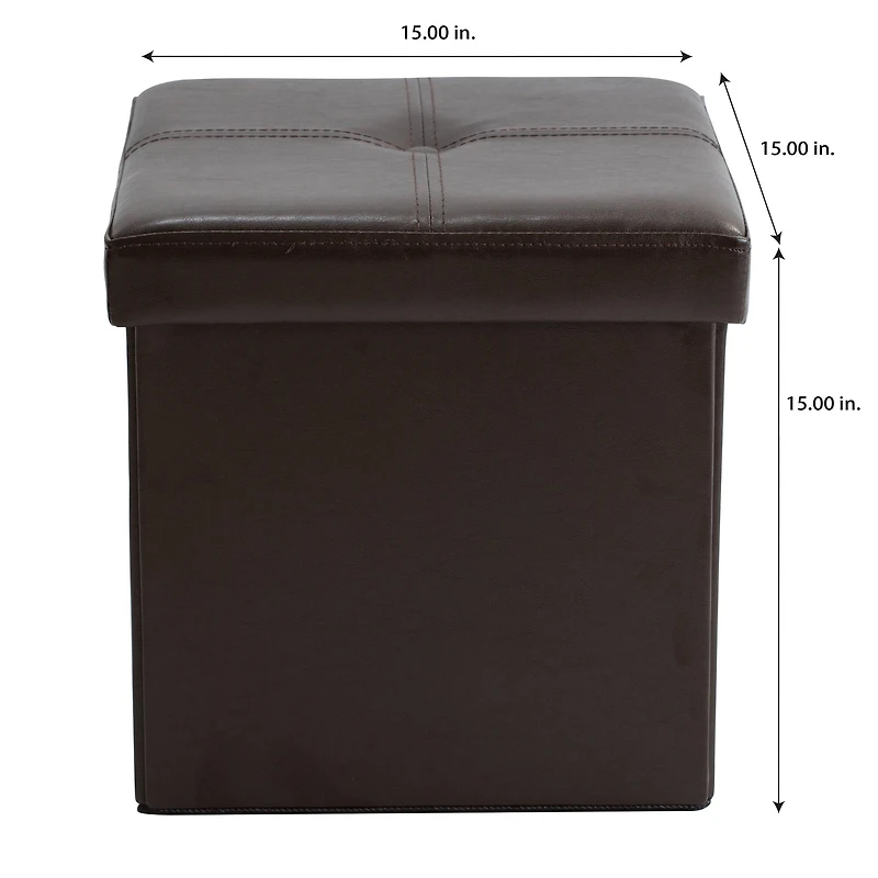 Simplify Faux Leather Folding Storage Ottoman Cube