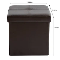 Simplify Faux Leather Folding Storage Ottoman Cube