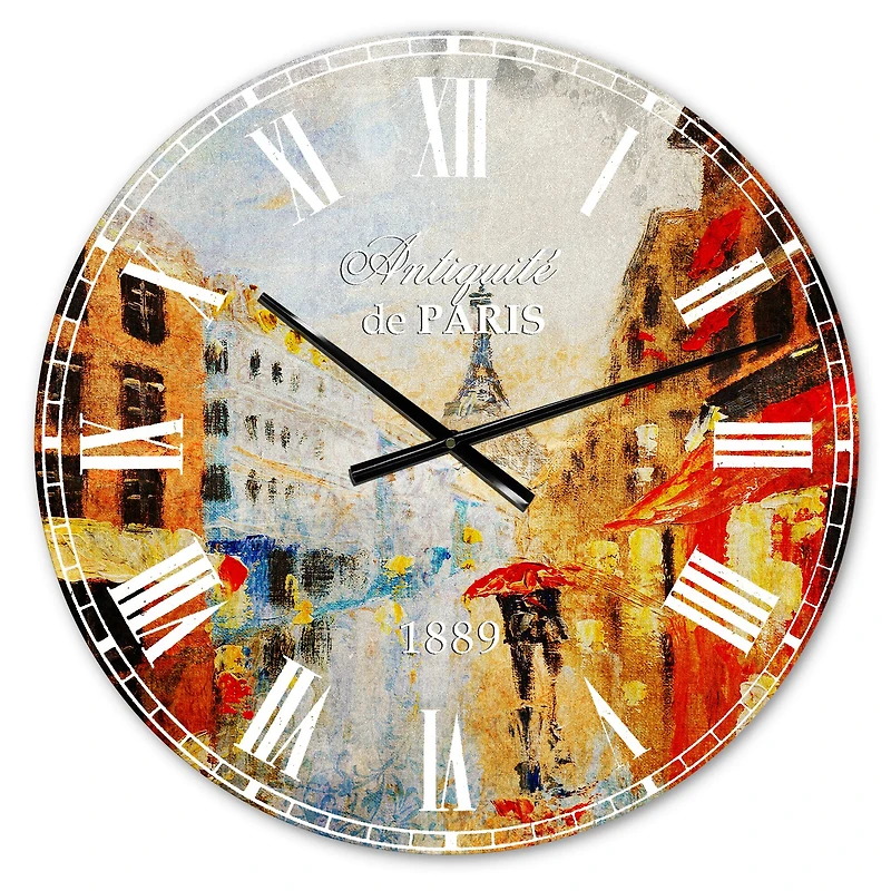 Designart 'Couple Walking In Paris French Country Wall Clock