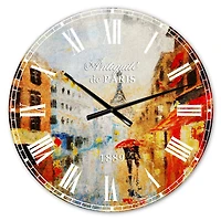 Designart 'Couple Walking In Paris French Country Wall Clock