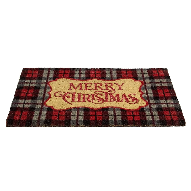 Red & Black Plaid "Merry Christmas" Rectangular Doormat