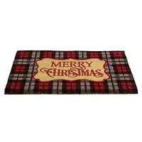 Red & Black Plaid "Merry Christmas" Rectangular Doormat