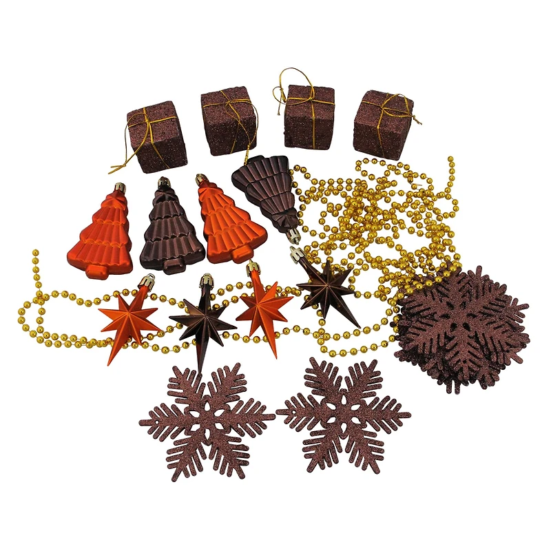 125ct. Chocolate Brown & Burnt Orange Shatterproof 4-Finish Christmas Ornaments