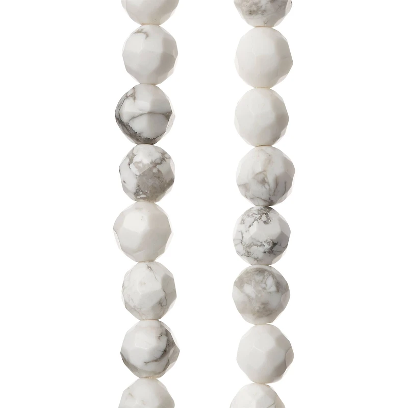White Faceted Howlite Round Beads, 8mm by Bead Landing™