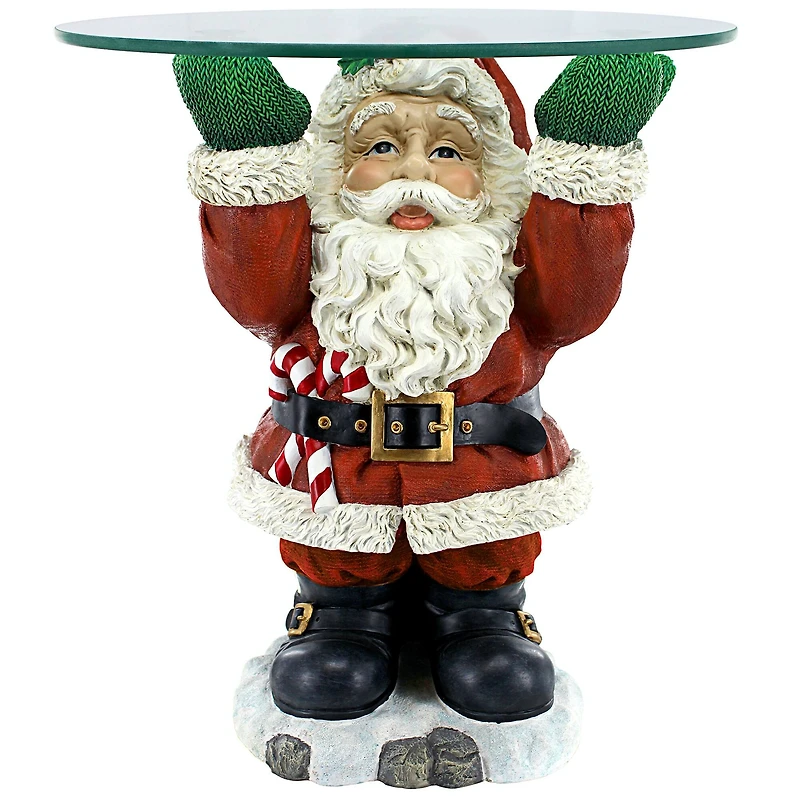 Design Toscano 21.5" Santa Claus Sculptural Glass-Topped Holiday Table
