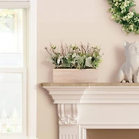 11" Lambs Ear Centerpiece in Woodgrain Planter