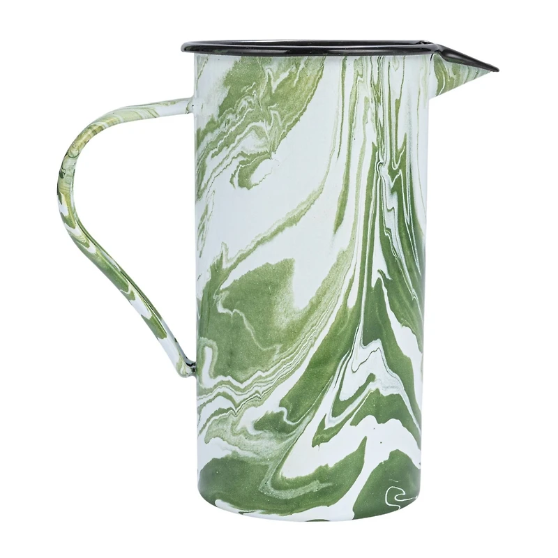 Hello Honey® 7.75" Green & White Marbled Enameled Pitcher