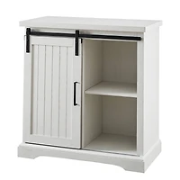 Walker Edison 32" Brushed White Sliding Grooved Door Accent Console