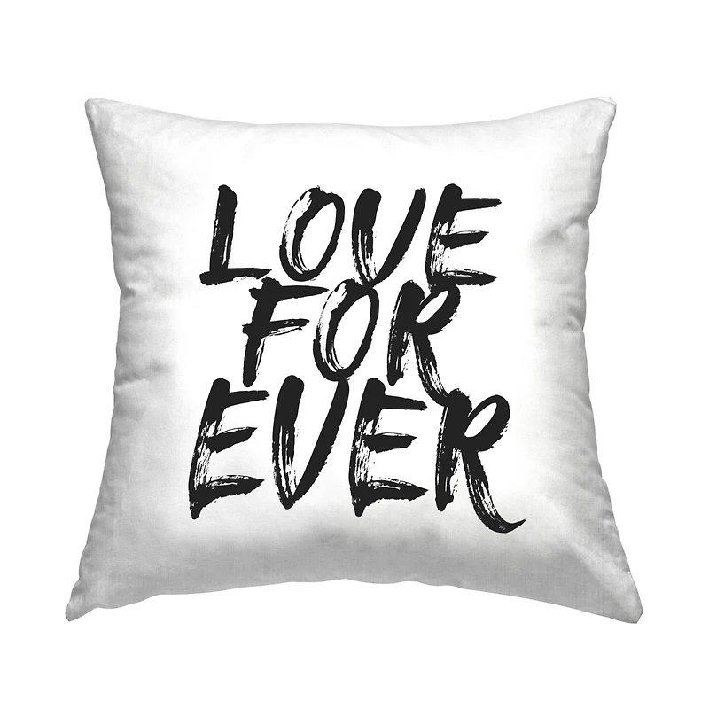 Stupell Industries Love For Ever Bold Black Calligraphy Throw Pillow, 18" x 18"