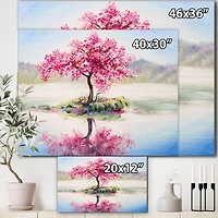 Designart - Japanese Cherry Blossom Tree On Little Idyllic IsLand