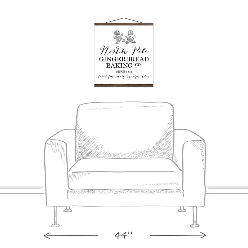 North Pole Gingerbread Co. 16x16 Teak Hanging Canvas