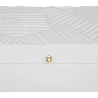 Novogratz White Wood Intricate Carved Box with Hinged Lid Set